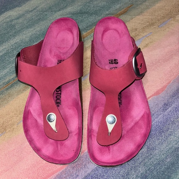 Birkenstock Gizeh Big Buckle Fuchsia Tulip Nubuck women’s size 9 - Picture 4 of 11